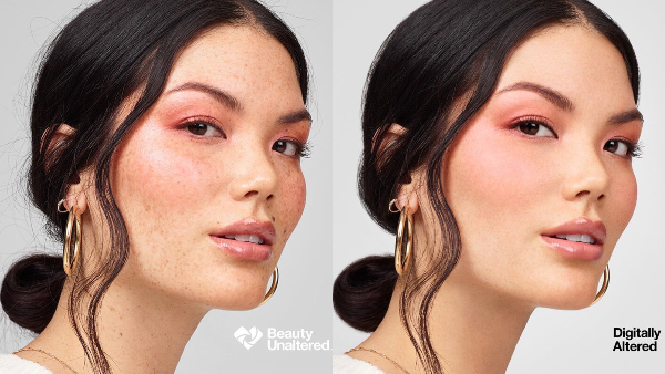 ▲ (좌측부터) 무보정 캠페인과 보정한 캠페인ⓒCVS Beauty