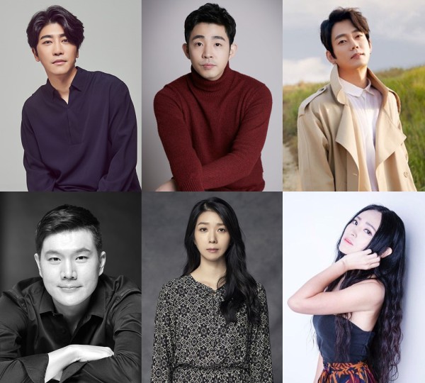 ▲ 위 왼쪽부터 시계 방향으로 배우 박민성, 김보현, 테이, 문혜원, 김지현, 이경수.ⓒ수키컴퍼니