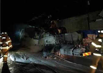 ▲ 불에 탄 화물차 모습.ⓒ단양소방서