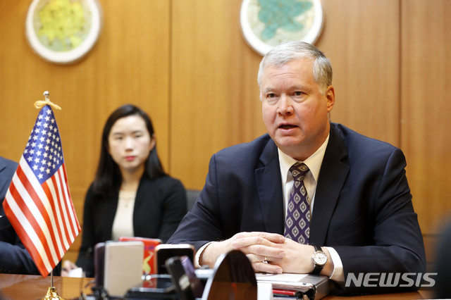 ▲ 지난 9일 외교부 청사에서 발언하고 있는 스티븐 비건ⓒ뉴시스. 무단 전재 및 재배포 금지.