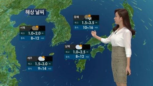 ▲ 지난 13일 방송된 'KBS 뉴스9' 기상 예보 화면. ⓒ연합뉴스/KBS화면캡처