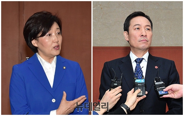 ▲ 더불어민주당 박영선 의원과 우상호 의원. ⓒ뉴데일리 DB
