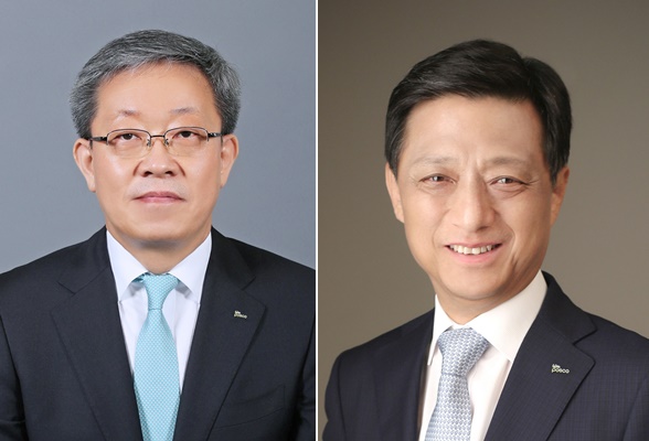 ▲ 신임 사내이사 후보에 오른 정탁 포스코 마케팅본부장(좌)과 김학동 생산본부장(우)ⓒ포스코