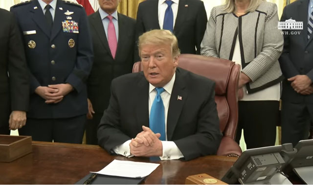 ▲ 20일(현지시간) 백악관에서 기자들에게 이야기하는 도널드 트럼프 미국 대통령. ⓒ백악관 유튜브 채널영상 캡쳐.