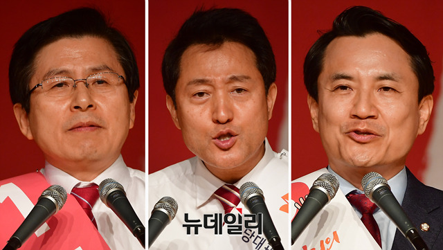 ▲ 황교안(왼쪽부터), 오세훈, 김진태 자유한국당 당대표 후보. ⓒ정상윤 기자