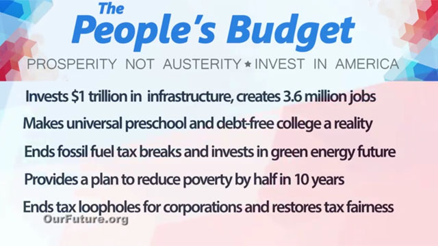 ▲ 미 민주당 '의회진보모임'이 2017년 소개한 '인민예산' 내용. '의회진보모임'은 민주당 내에서도 사회주의 성향이 강한 의원들이 주로 모여 있다. ⓒ유튜브 캡쳐.