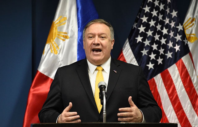 ▲ 북한의 주장이 나오자 마이크 폼페이오 미국 국무장관은 방문 중이던 필리핀에서 즉각 반박 회견을 가졌다. ⓒ연합뉴스 AFP. 무단전재 및 재배포 금지.