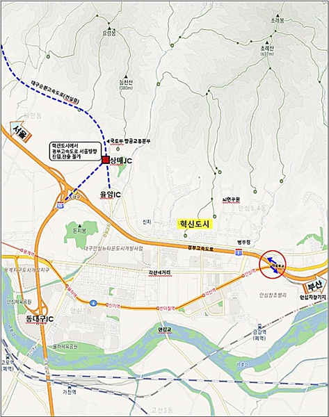 ▲ 경부고속도로 안심하이패스IC 신설 위치도.ⓒ대구시