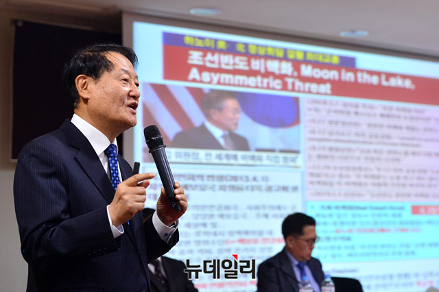 ▲ 13일 국회 의원회관에서 열린 제3차 자유진영 시국 대토론회에서 발언하는 김태우 대표.ⓒ박성원 기자