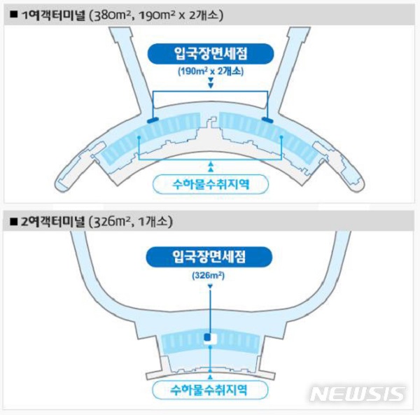 ▲ 인천공항 1·2터미널에 확보된 3개소의 위치를 담은 조감도ⓒ인천공항공사