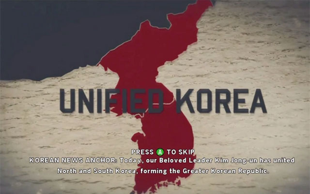 ▲ 온라인 게임 '홈프론트'의 시작 화면. 통일 한국의 지도다. ⓒ'홈프론트' 트레일러 화면캡쳐.