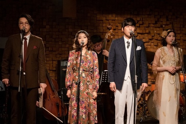 ▲ 뮤지컬 '아서 새빌의 범죄' 쇼케이스 현장. (왼쪽부터) 임별·이봄소리·정상윤·박소현 배우.ⓒ라이브