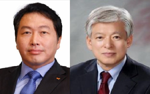 ▲ 최태원 SK 회장(왼쪽)과 염재호 전 고려대 총장. ⓒSK