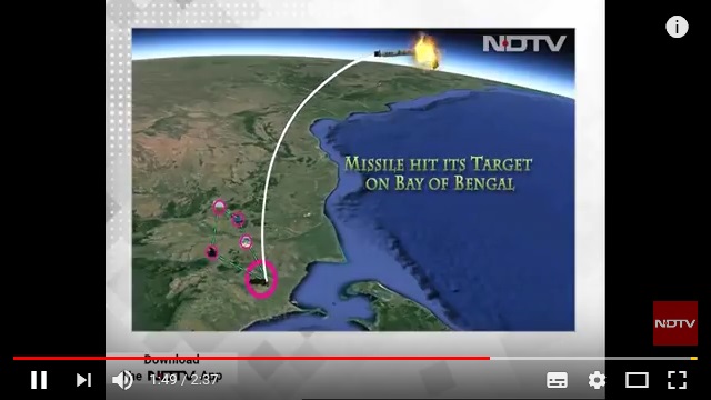 ▲ 저궤도 위성 격추 시험 그래픽ⓒ인도 NDTV 화면 캡처
