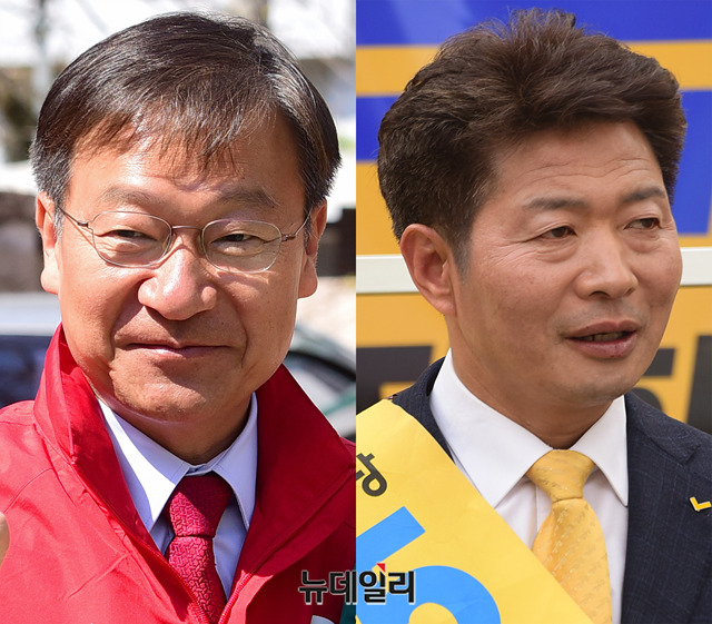 ▲ 자유한국당 정점식 당선인(통영고성·우)·정의당 여영국 당선인(창원성산·좌) ⓒ박성원 기자