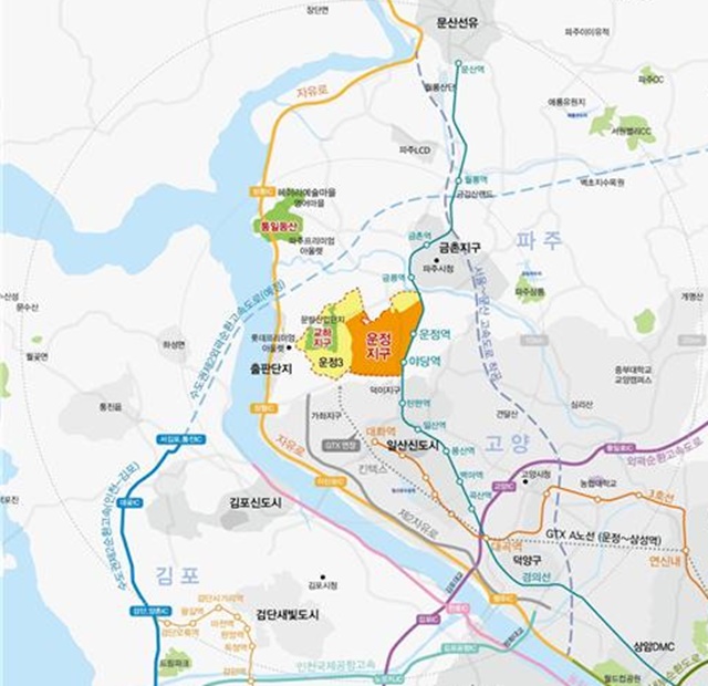 ▲ 경기 파주시 운정신도시 위치도. ⓒ한국토지주택공사