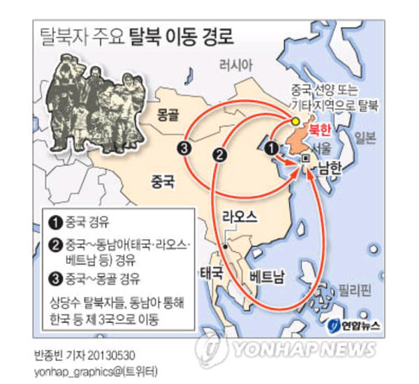 ▲ 지난 몇 년 사이 탈북자들은 중국에서 베트남, 태국 등을 거쳐 한국으로 입국하는 경로를 많이 선택하고 있다. ⓒ연합뉴스. 무단전재 및 재배포 금지.