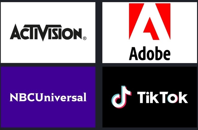 ▲ (왼쪽 위부터 시계방향)액티비전블리자드·어도비·틱톡·NBC유니버설. ⓒCannes Lions
