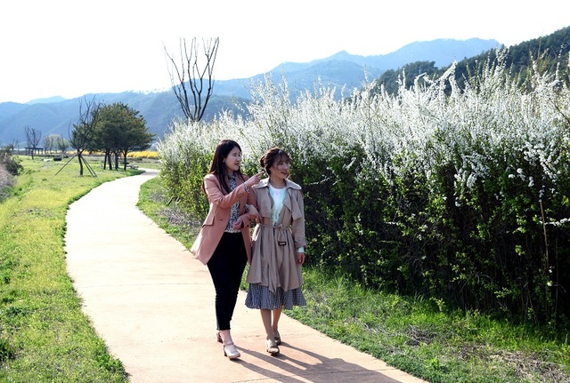 ▲ 산과 강, 들판이 어우러진 양산팔경 금강둘레길.ⓒ영동군