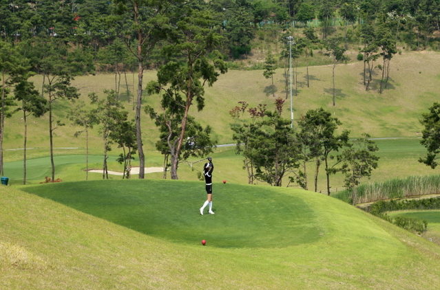 ▲ 지난해 대회에서 참가자가 티샷을 하고 있는 장면.ⓒ경북문화관광공사