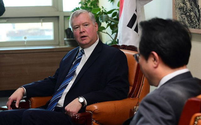 ▲ 지난해 10월 외교부를 찾아 이도훈 한반도 평화교섭본부장과 만날 당시 스티븐 비건 미 국무부 대북정책 특별대표. ⓒ뉴시스. 무단전재 및 재배포 금지.