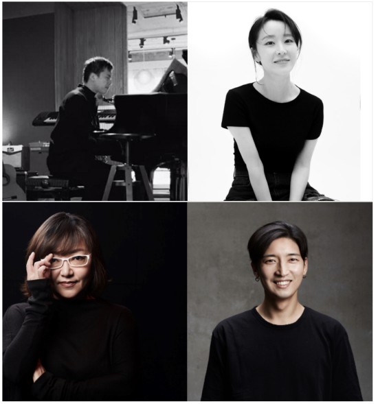 ▲ (상단부터 시계방향) 작곡가 정재일, 안무가 김보라, 비주얼디렉터 여신동, 연출가 이지나.ⓒ정재일(KB국민은행), 여신동(두산아트센터, 김보라·이지나=본인제공.