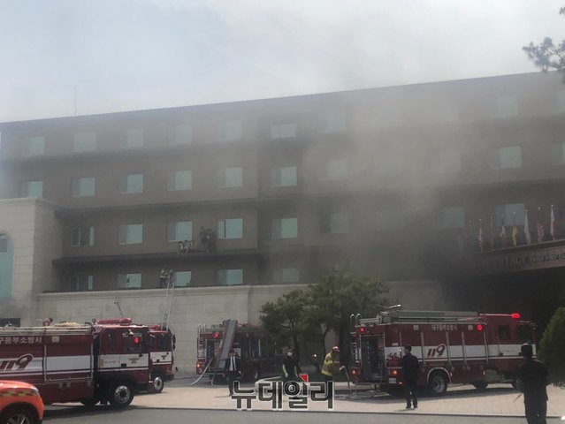▲ 인터불고호텔 화재 장면.ⓒ뉴데일리