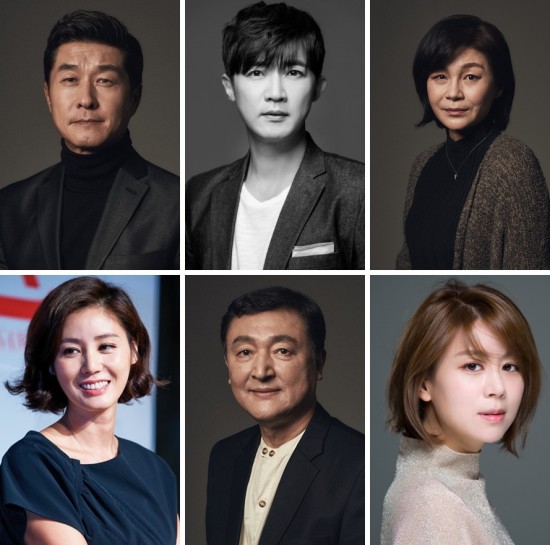 ▲ 왼쪽 위부터 김상중, 안재욱, 길해연, 김성령, 고인배, 손정은.ⓒ그룹에이트