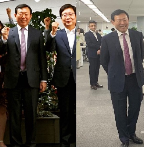 ▲ 신동빈 롯데 회장이 22일 서울 잠실 롯데캐슬골드에 위치한 계열사 사무실을 깜짝방문한 모습. ⓒSNS