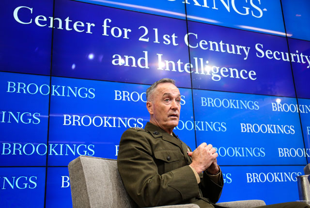 ▲ 조셉 던포드 미 합참의장. ⓒ美브루킹스 연구소 홈페이지 공개사진.