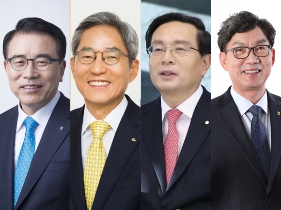 ▲ 왼쪽부터 조용병 신한금융 회장, 윤종규 KB금융 회장, 손태승 우리금융 회장, 이대훈 농협은행장.