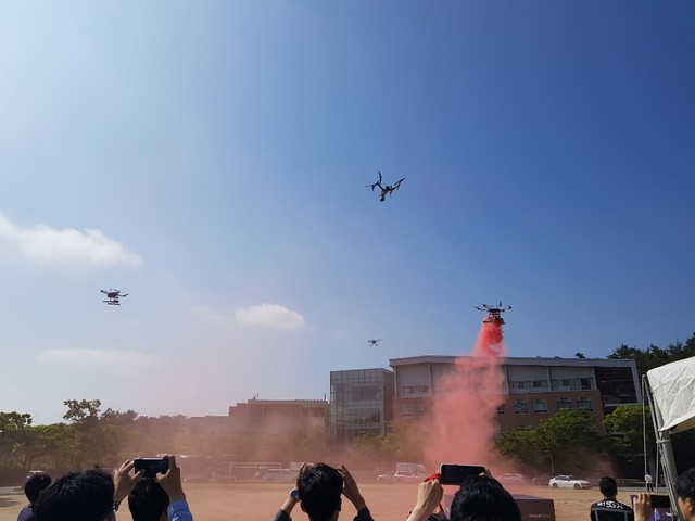 ▲ SKT '불법 드론 대응 시스템' 시연 모습ⓒ전상현 기자