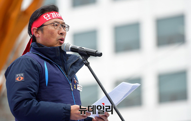 ▲ 김명환 민주노총 위원장. ⓒ정상윤 기자