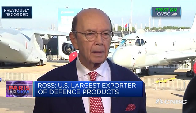 ▲ 지난 17일(현지시간) 미국 CNBC가 보도한 윌버 로스 상무장관 인터뷰(녹화방송)ⓒCNBC 관련보도 화면캡쳐.