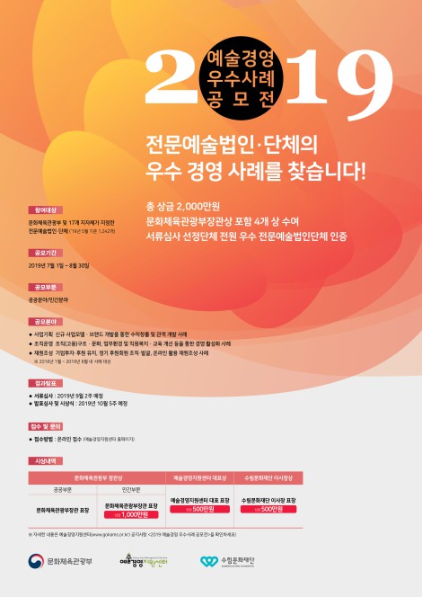 ▲ '2019 예술경영 우수사례 공모전' 포스터.ⓒ예술경영지원센터