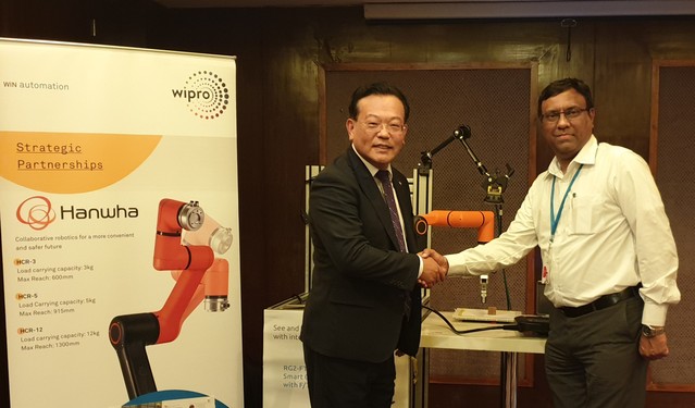 ▲ 한화정밀기계-위프로(Wipro) 업무협약 체결 사진.ⓒ한화정밀기계