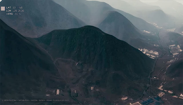 ▲ CSIS가 3D 그래픽으로 재현한 유상리 탄도미사일 기지 일대의 모습. 깊은 산속이어서 파괴가 쉽지 않다. ⓒCSIS 공개영상 캡쳐.