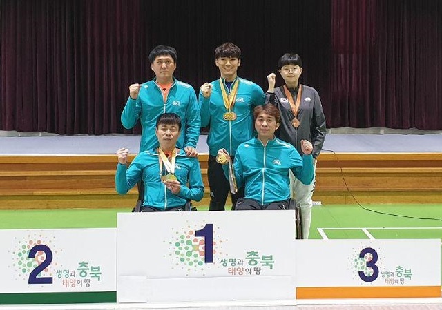 ▲ 왼쪽 위부터 시계방향으로 박상민 감독, 심재훈 선수, 백경혜 선수, 조영래 선수, 박천희 선수.ⓒ세종시장애인체육회