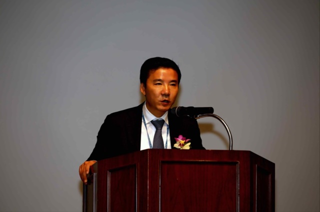 ▲ 지난 1월 열린 '창립 50주년 기념식'에서 허상희 대표이사가 기념사를 낭독하고 있다. ⓒ동부건설