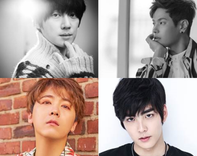▲ 왼쪽 위부터 시계방향으로 송창의, 나윤권, 이홍기, 문시온.ⓒ와이원엔터테인먼트, 케이-준 엔터테인먼트, FNC엔터테인먼트, 반뎀타이거