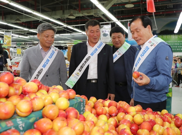 ▲ 의성군(군수 김주수)은 26일 새의성농협·의성중부농협·다인농협과 함께 서울 하나로마트 창동점에서 우수 농산물 소비촉진 행사를 개최했다.ⓒ의성군