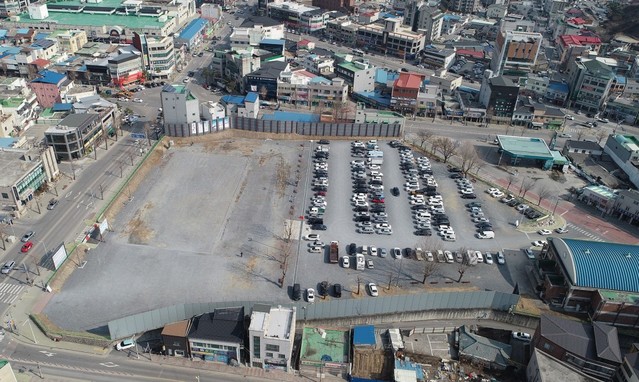 ▲ 옛 동명초등학교 항공사진.ⓒ제천시