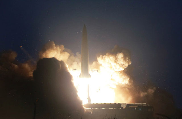 ▲ 북한선전매체가 공개한 지난 6일 단거리 발사체의 모습. ⓒ북한선전매체 7일 보도 화면캡쳐