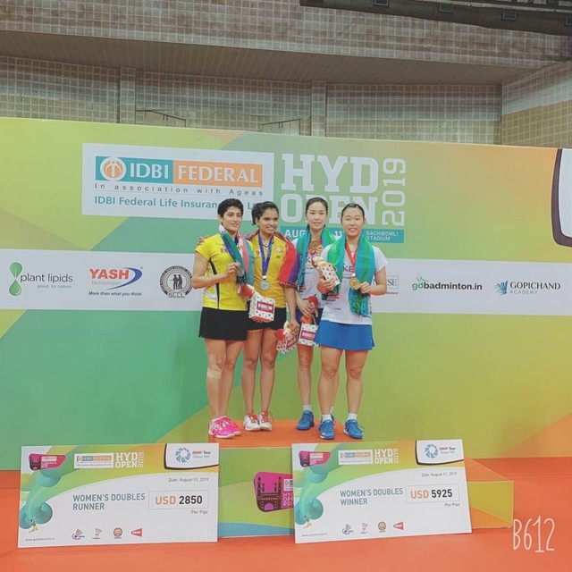 ▲ 김천시청 배드민턴 여자복식 정경은(김천시청)-백하나(MG새마을금고)가 지난 11일 인도 하이데라바드에서 열린 2019 인도 하이데라바드오픈 배드민턴선수권대회에서 우승을 거머쥐었다.ⓒ김천시