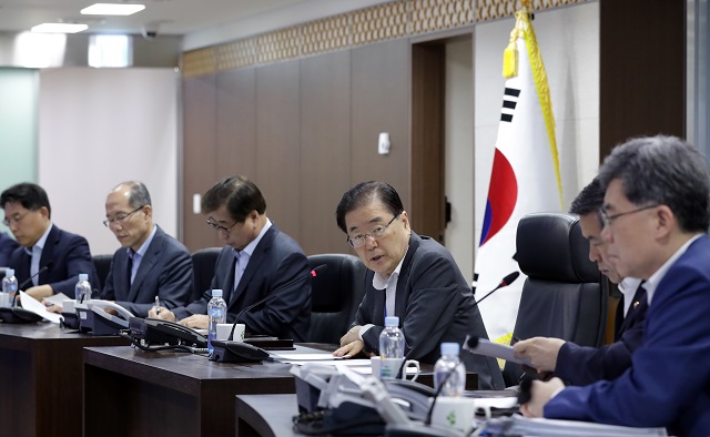 ▲ 정의용 국가안보실장이 2일 오전 청와대 국가위기관리센터에서 북한 발사체 관련 대응 회의를 주재하고 있다. ⓒ뉴시스