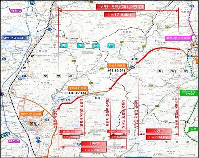 ▲ 충남 보령~청양 1공구 위치도.ⓒ대전국토청