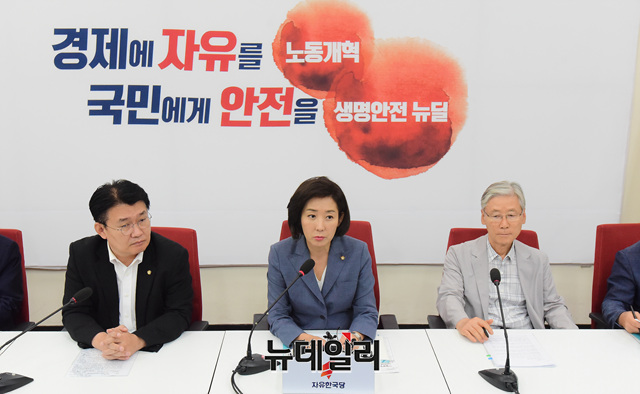 ▲ 나경원 자유한국당 원내대표가 19일 오전 국회 원내대표실에서 열린 '조국 법무부 장관 후보자 인사청문회 대책TF 회의'에 참석해 모두발언을 하고 있다. ⓒ이종현 기자