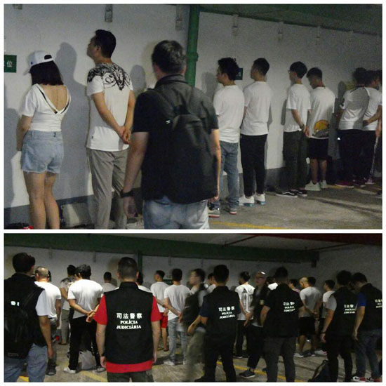 ▲ 마카오폭력배: 19일 밤 마카오경찰에 연행된 친중시위대ⓒ허동혁