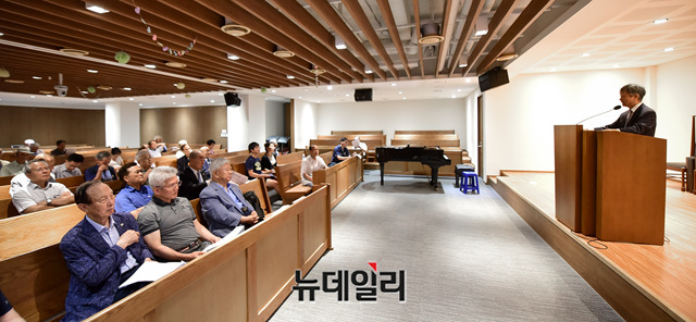 ▲ 20일 오후 정동제일교회에서 열린 제102회 이승만포럼의 주제 강연 모습ⓒ박성원 기자.