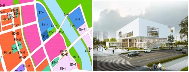 ▲ 세종 행복도시 나성동 복컴센터 위치도 및 조감도.ⓒ행복청